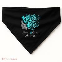 Ovarian Cancer Awareness Teal Butterflies Gift USA-Made Doggie Bandana thumb 0