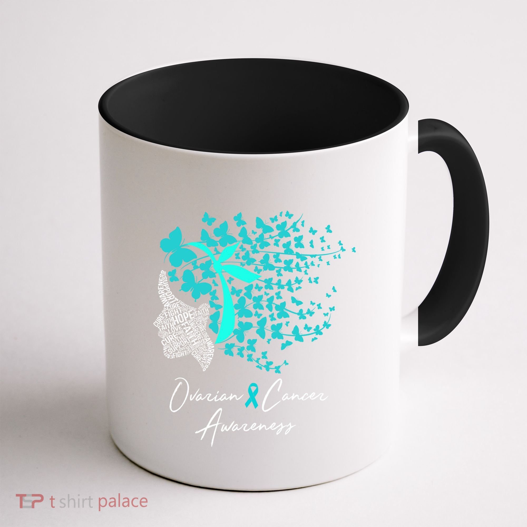 Ovarian Cancer Awareness Teal Butterflies Gift Coffee Mug