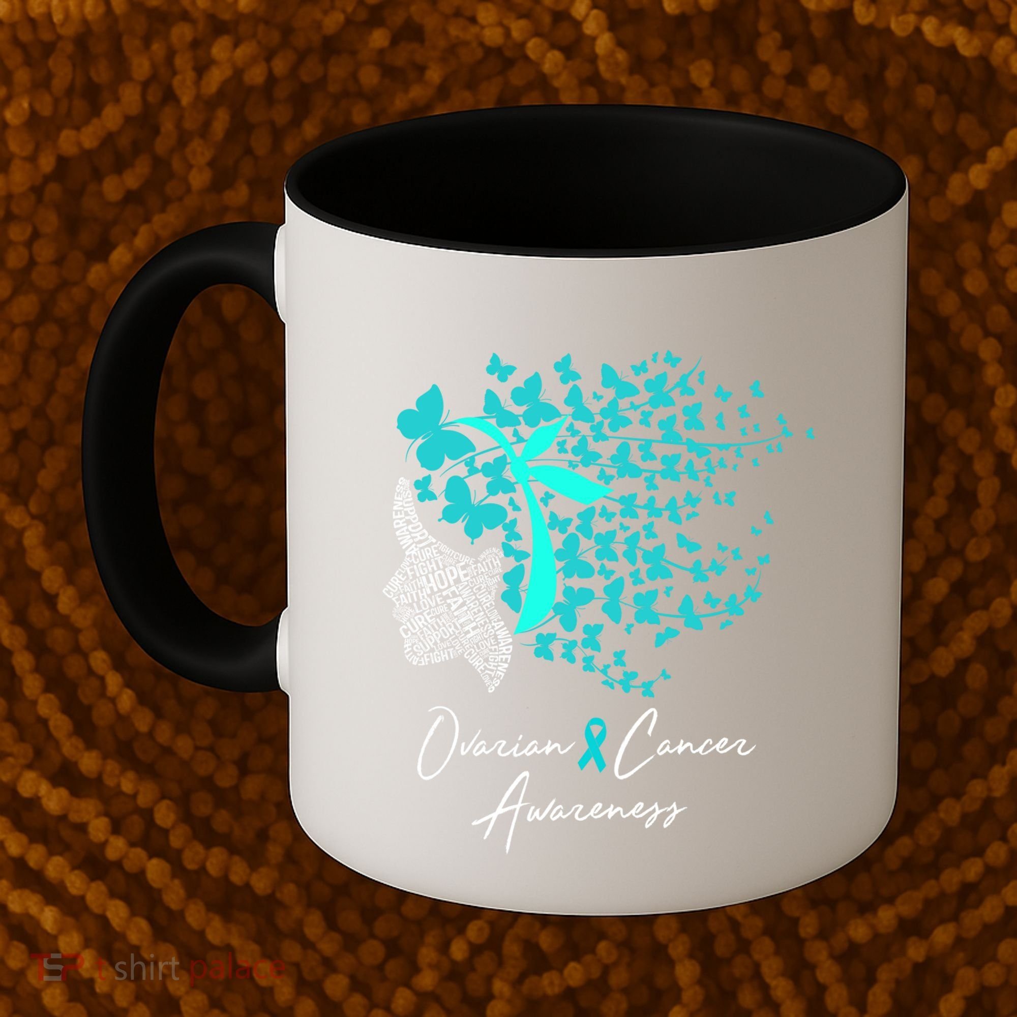 Ovarian Cancer Awareness Teal Butterflies Gift Coffee Mug