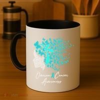 Ovarian Cancer Awareness Teal Butterflies Gift Coffee Mug thumb 4
