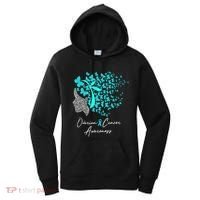 Ovarian Cancer Awareness Teal Butterflies Gift Women's Hoodie thumb 0