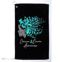 Ovarian Cancer Awareness Teal Butterflies Gift Golf Towel thumb 0