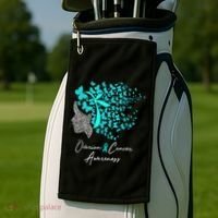 Ovarian Cancer Awareness Teal Butterflies Gift Golf Towel thumb 2
