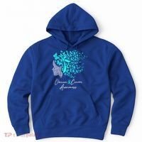 Ovarian Cancer Awareness Teal Butterflies Gift Hoodie thumb 0