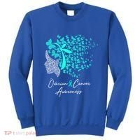Ovarian Cancer Awareness Teal Butterflies Gift Sweatshirt thumb 0