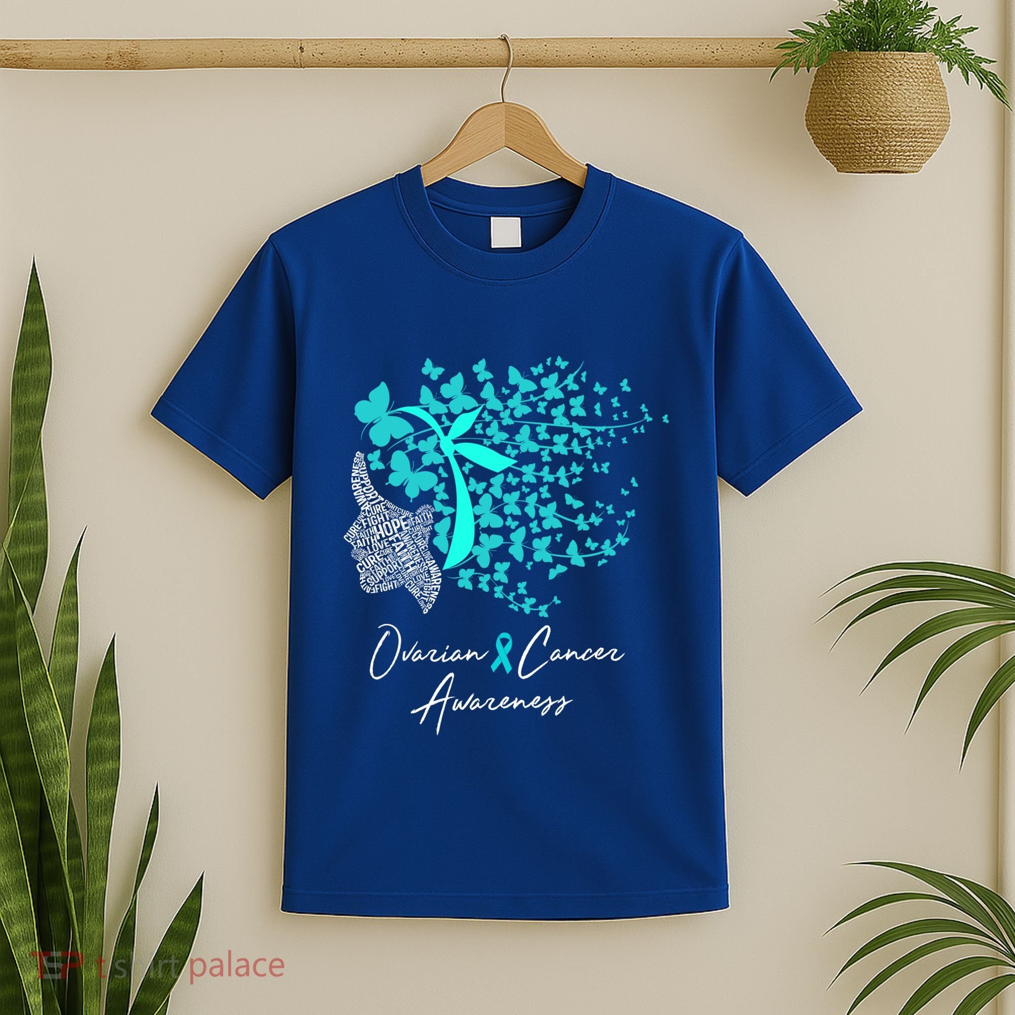 Ovarian Cancer Awareness Teal Butterflies Gift T-Shirt