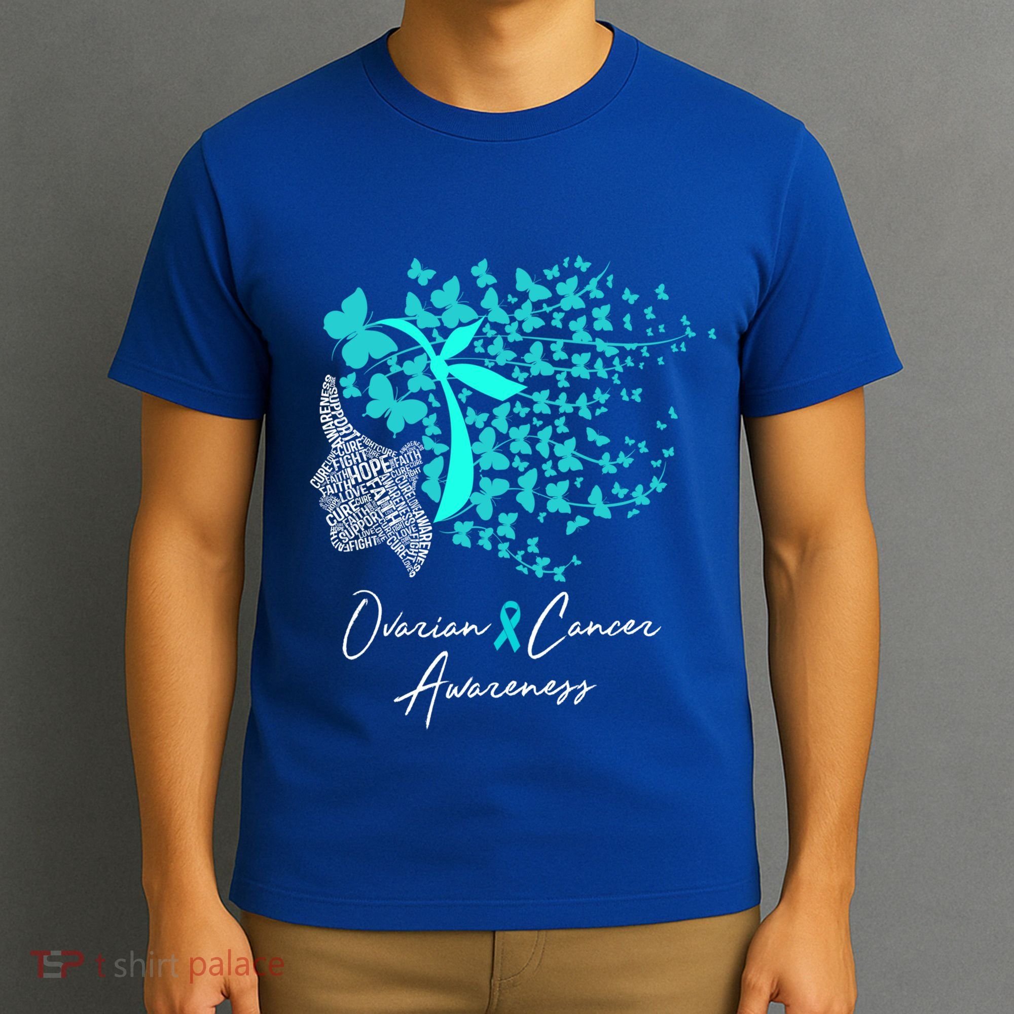 Ovarian Cancer Awareness Teal Butterflies Gift T-Shirt