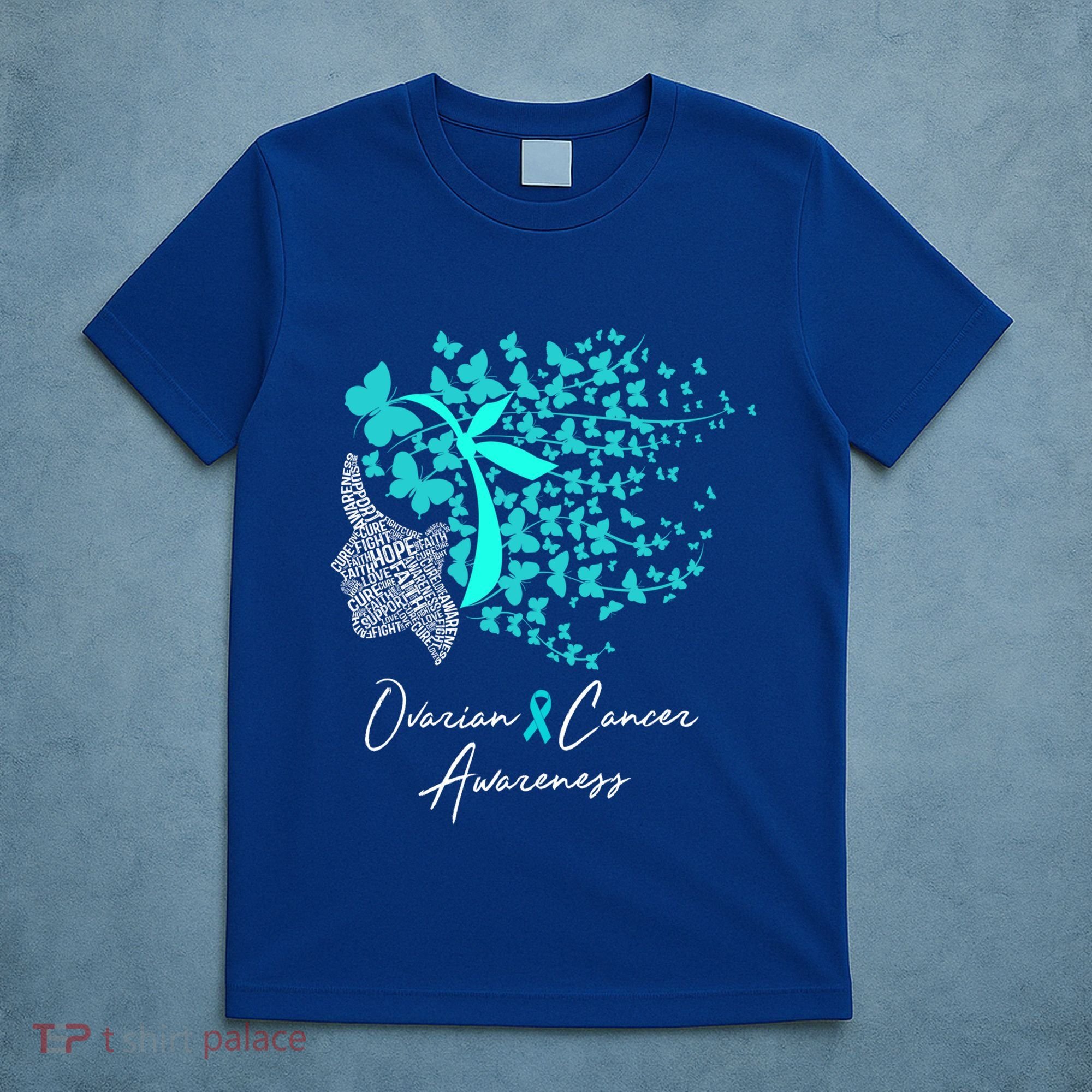 Ovarian Cancer Awareness Teal Butterflies Gift T-Shirt