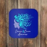 Ovarian Cancer Awareness Teal Butterflies Gift Coaster thumb 0