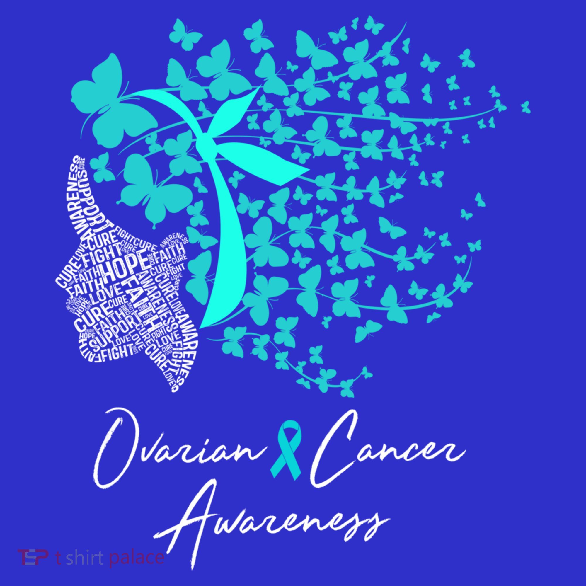 Ovarian Cancer Awareness Teal Butterflies Gift Polo
