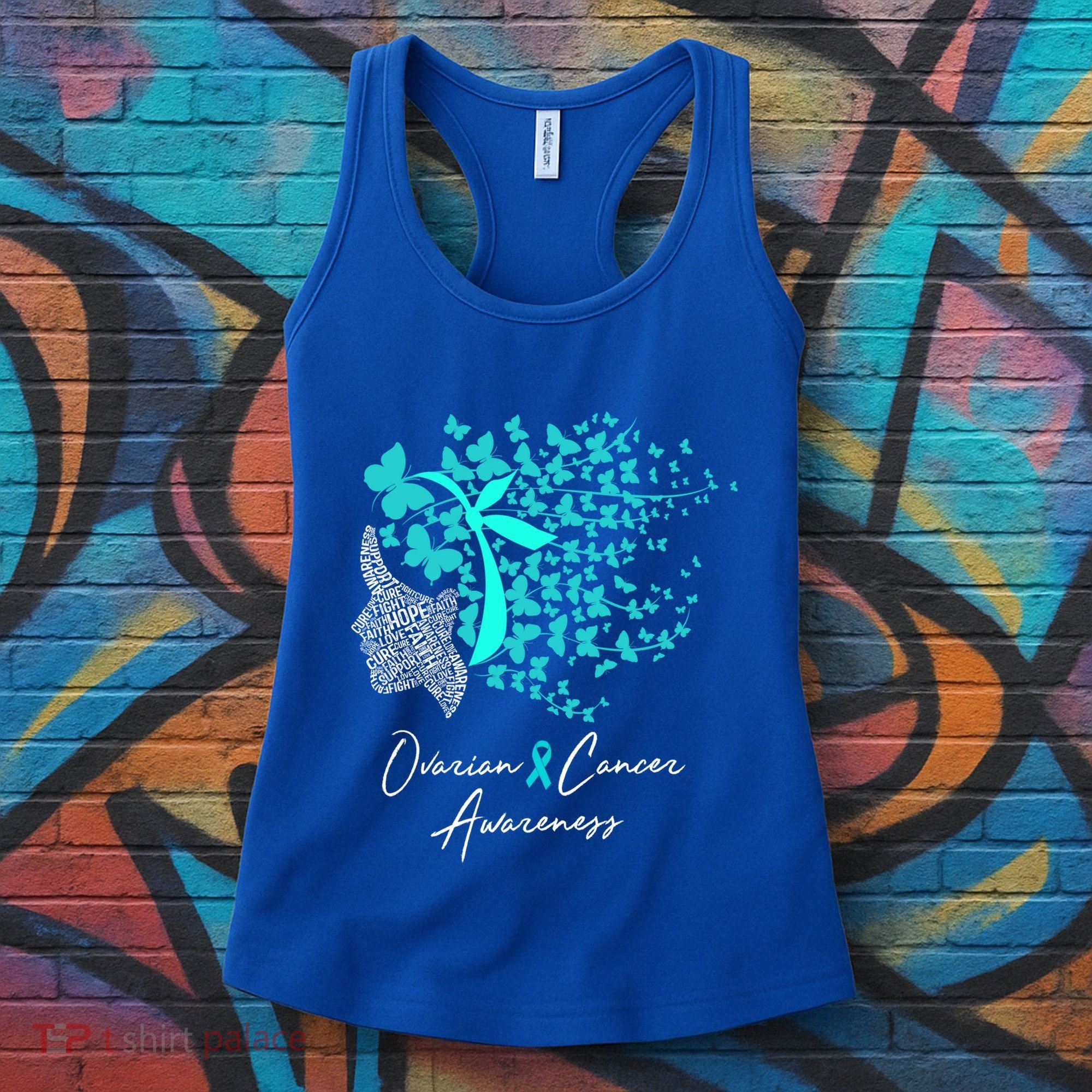 Ovarian Cancer Awareness Teal Butterflies Gift Women's Tank Top