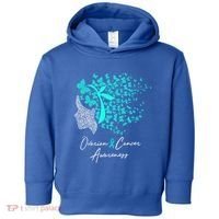 Ovarian Cancer Awareness Teal Butterflies Gift Toddler Hoodie thumb 0