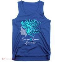 Ovarian Cancer Awareness Teal Butterflies Gift Tank Top thumb 0
