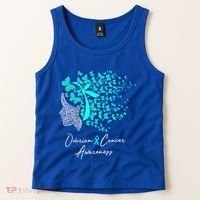 Ovarian Cancer Awareness Teal Butterflies Gift Tank Top thumb 2