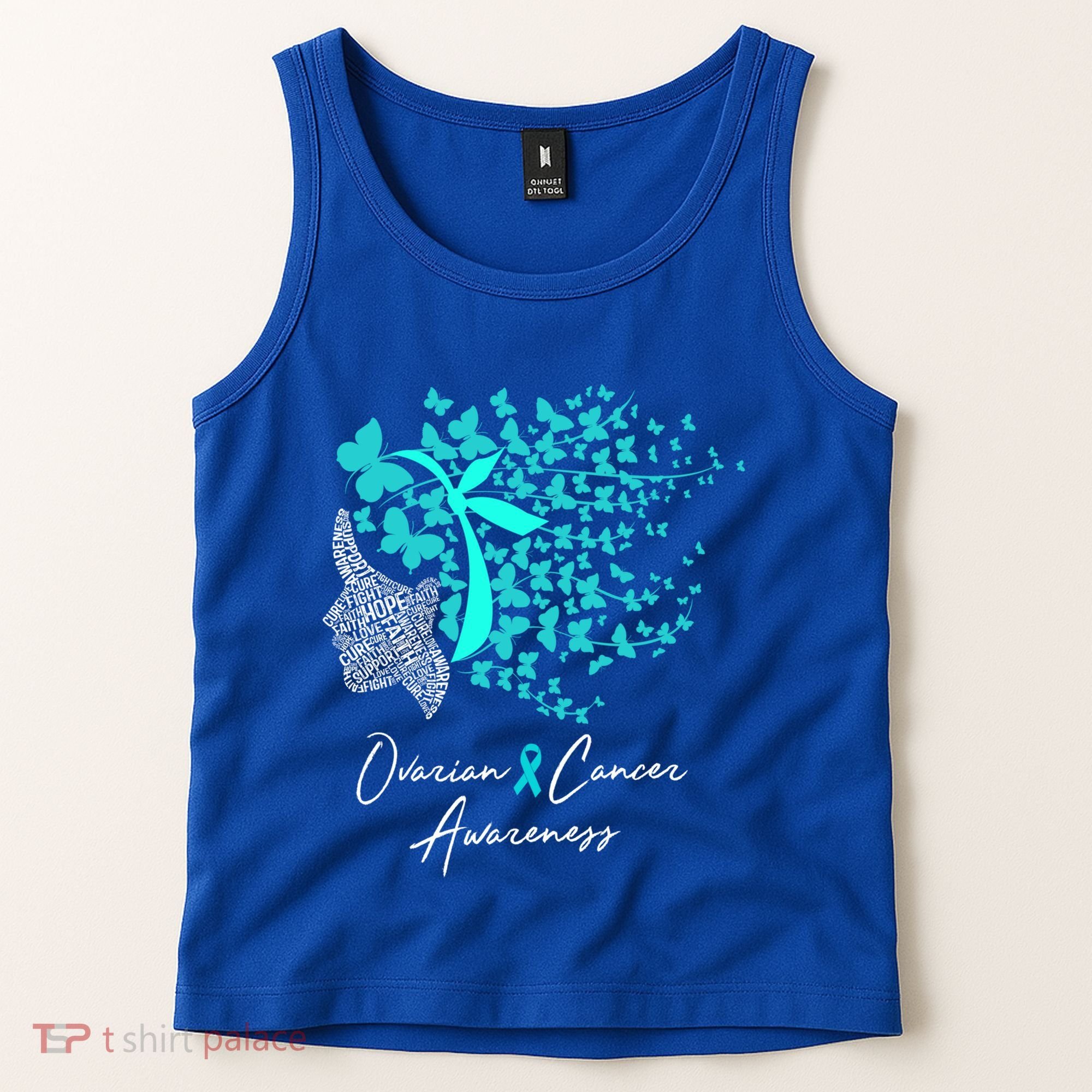 Ovarian Cancer Awareness Teal Butterflies Gift Tank Top