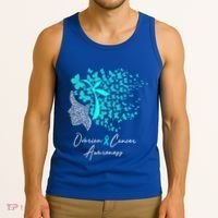 Ovarian Cancer Awareness Teal Butterflies Gift Tank Top thumb 3