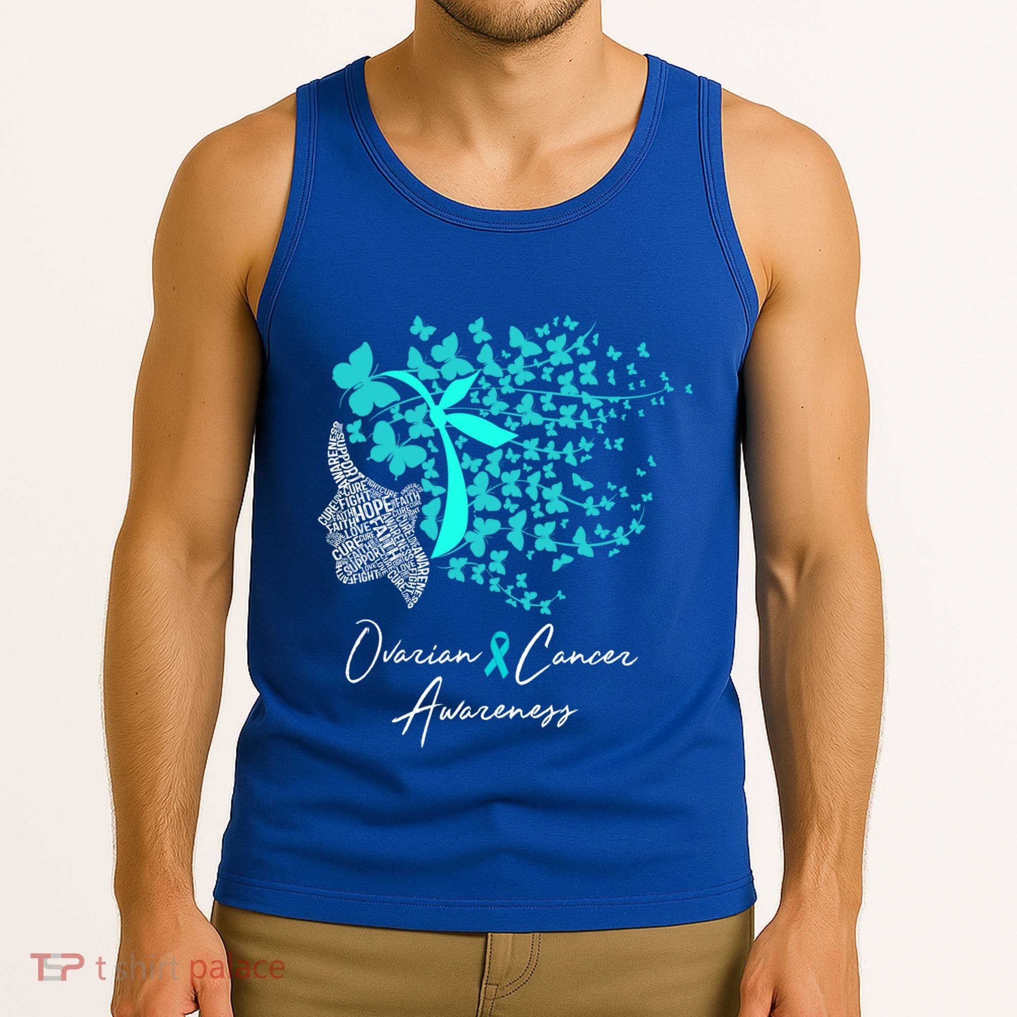 Ovarian Cancer Awareness Teal Butterflies Gift Tank Top