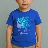 Ovarian Cancer Awareness Teal Butterflies Gift Toddler T-Shirt thumb 2