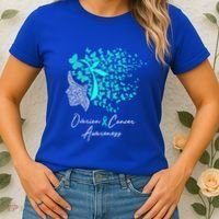 Ovarian Cancer Awareness Teal Butterflies Gift Women's T-Shirt thumb 2