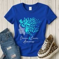Ovarian Cancer Awareness Teal Butterflies Gift Women's T-Shirt thumb 3