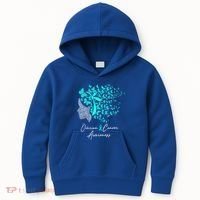 Ovarian Cancer Awareness Teal Butterflies Gift Kids Hoodie thumb 0