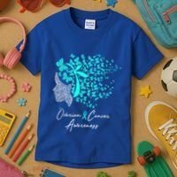 Ovarian Cancer Awareness Teal Butterflies Gift Kids T-Shirt thumb 3