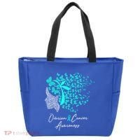 Ovarian Cancer Awareness Teal Butterflies Gift Tote Bag thumb 0