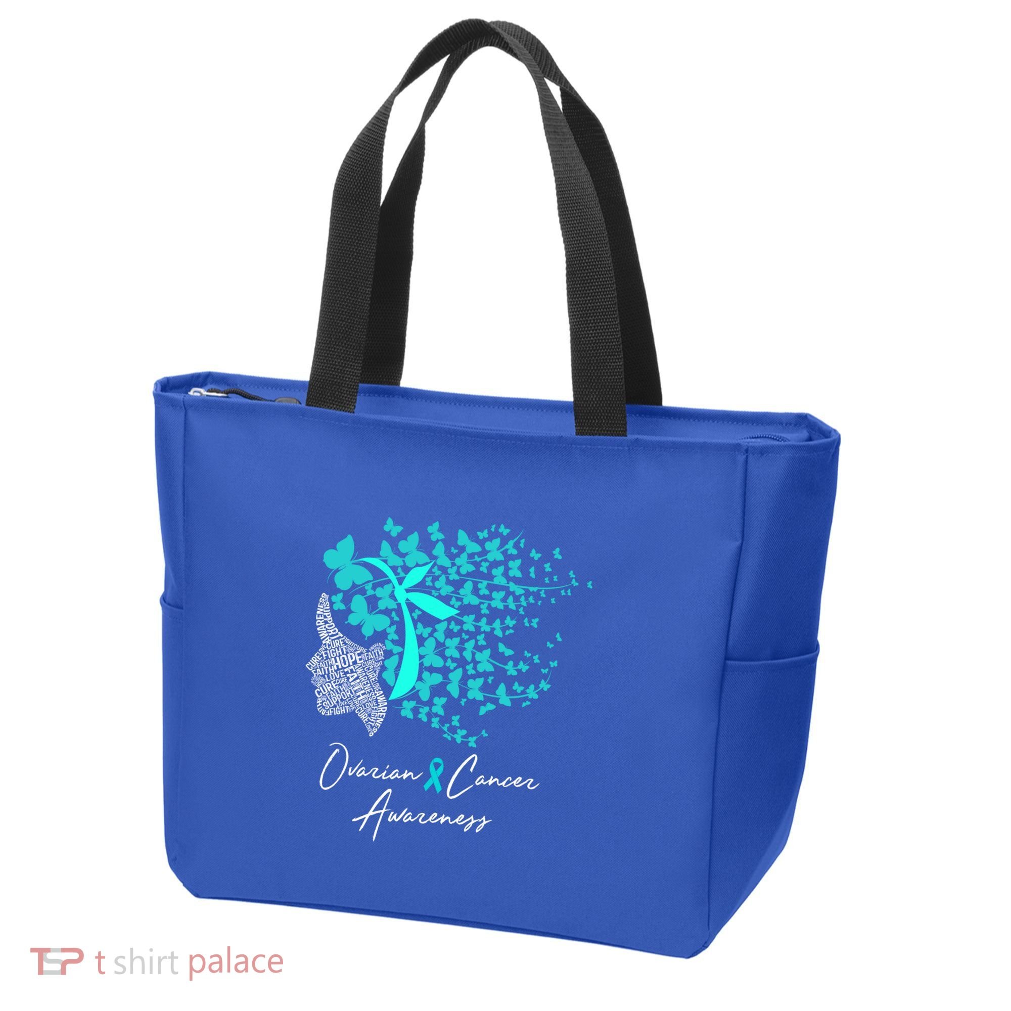 Ovarian Cancer Awareness Teal Butterflies Gift Tote Bag