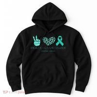Ovarian Cancer Awareness Peace Love Cure Ovarian Cancer Awar Hoodie thumb 0