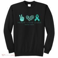 Ovarian Cancer Awareness Peace Love Cure Ovarian Cancer Awar Sweatshirt thumb 0