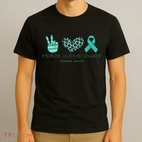 Ovarian Cancer Awareness Peace Love Cure Ovarian Cancer Awar T-Shirt thumb 3