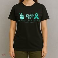 Ovarian Cancer Awareness Peace Love Cure Ovarian Cancer Awar T-Shirt thumb 4