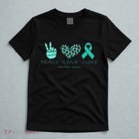 Ovarian Cancer Awareness Peace Love Cure Ovarian Cancer Awar T-Shirt thumb 5