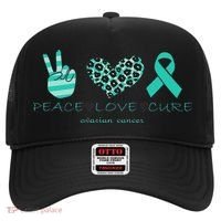 Ovarian Cancer Awareness Peace Love Cure Ovarian Cancer Awar Hat thumb 0