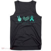 Ovarian Cancer Awareness Peace Love Cure Ovarian Cancer Awar Tank Top thumb 0