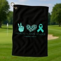Ovarian Cancer Awareness Peace Love Cure Ovarian Cancer Awar Golf Towel thumb 1
