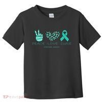 Ovarian Cancer Awareness Peace Love Cure Ovarian Cancer Awar Toddler T-Shirt thumb 0
