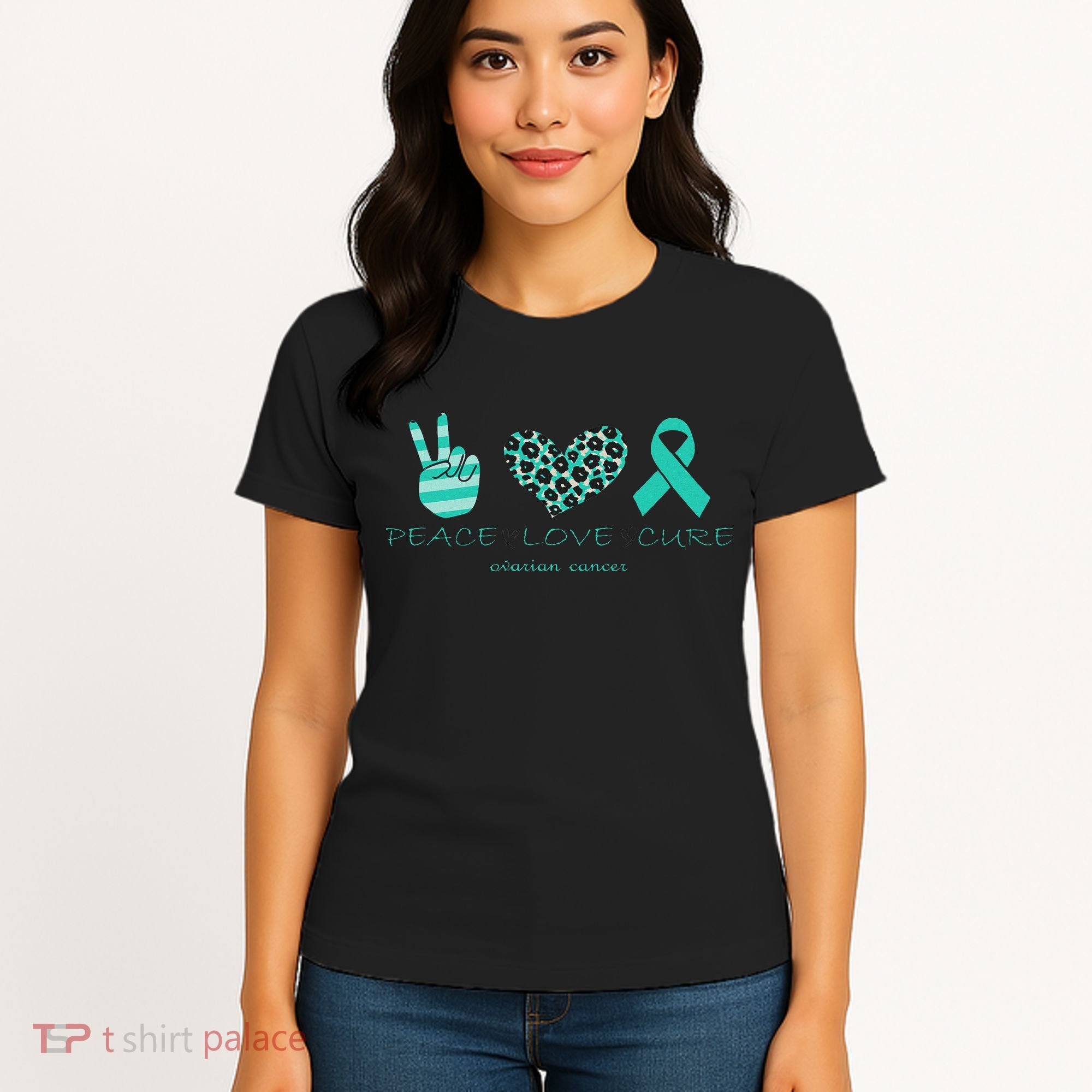 Ovarian Cancer Awareness Peace Love Cure Ovarian Cancer Awar Women's T-Shirt