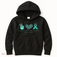 Ovarian Cancer Awareness Peace Love Cure Ovarian Cancer Awar Kids Hoodie thumb 0