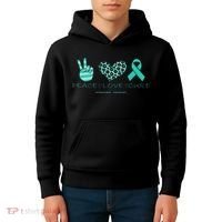 Ovarian Cancer Awareness Peace Love Cure Ovarian Cancer Awar Kids Hoodie thumb 4