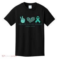 Ovarian Cancer Awareness Peace Love Cure Ovarian Cancer Awar Kids T-Shirt thumb 0