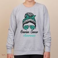 Ovarian Cancer Awareness Messy Bun Support Women Women's Sweatshirt thumb 0