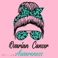 Ovarian Cancer Awareness Messy Bun Support Women Coaster thumb 2