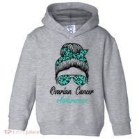 Ovarian Cancer Awareness Messy Bun Support Women Toddler Hoodie thumb 0