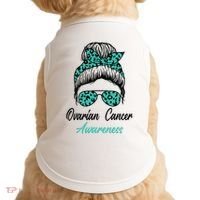 Ovarian Cancer Awareness Messy Bun Support Women Doggie Tank thumb 0