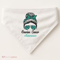 Ovarian Cancer Awareness Messy Bun Support Women USA-Made Doggie Bandana thumb 0