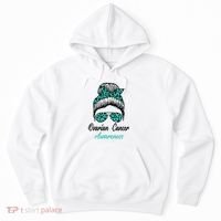 Ovarian Cancer Awareness Messy Bun Support Women Hoodie thumb 0