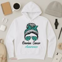 Ovarian Cancer Awareness Messy Bun Support Women Hoodie thumb 3