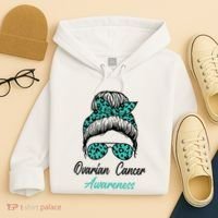 Ovarian Cancer Awareness Messy Bun Support Women Hoodie thumb 4