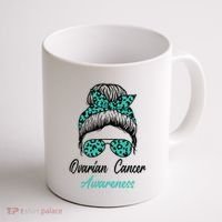 Ovarian Cancer Awareness Messy Bun Support Women Coffee Mug thumb 1